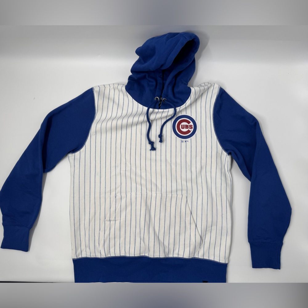 47 Brand Blue and White MLB Chicago Cubs Mens Hoodie Size Medium